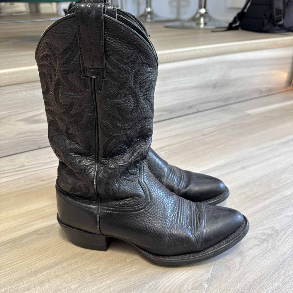 ARIAT Men's Size 8 D Heritage Black Leather Deertan Cowboy Boots 10002218